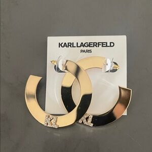 Karl Lagerfeld Gold and Silver Logo Earrings